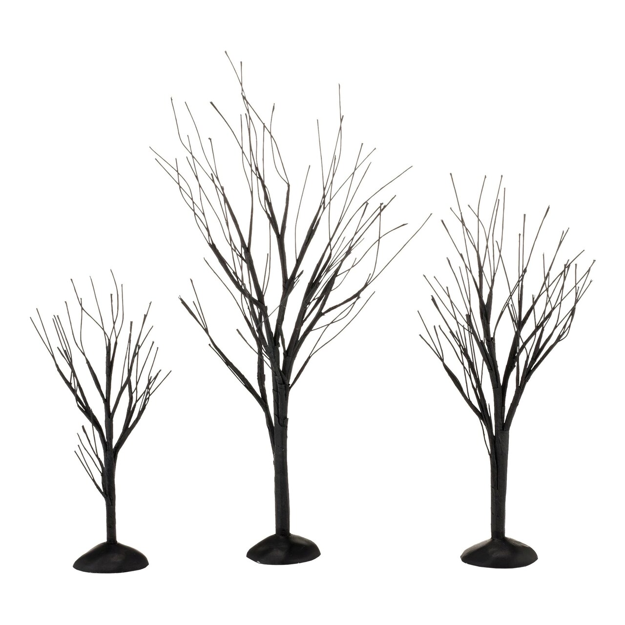 Village Halloween Black Bare Branch Trees Accessory - Set of 3 - 4033851